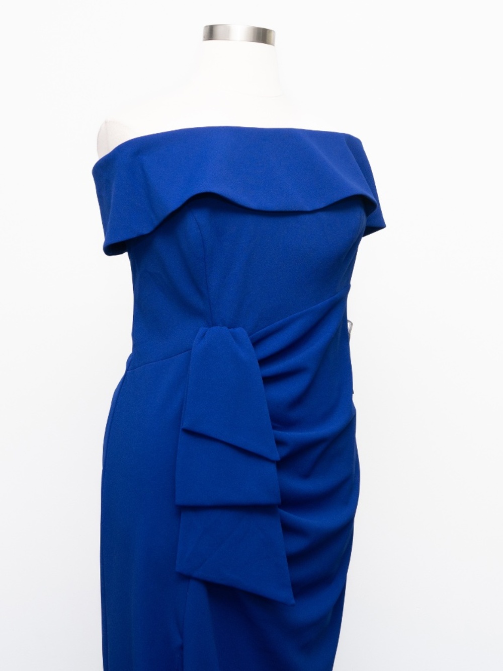 XSCAPE - "Camila" Long Off the Shoulder Scuba Crepe Dress - Picture 10 of 12